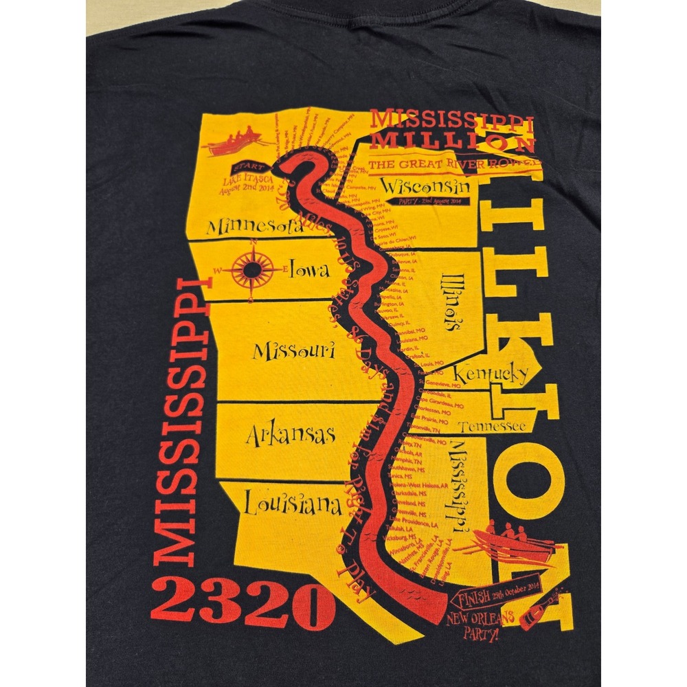 Right to Play Mississippi Million Great River Rowed Navy Graphic T-Shirt XXL - Picture 8 of 9